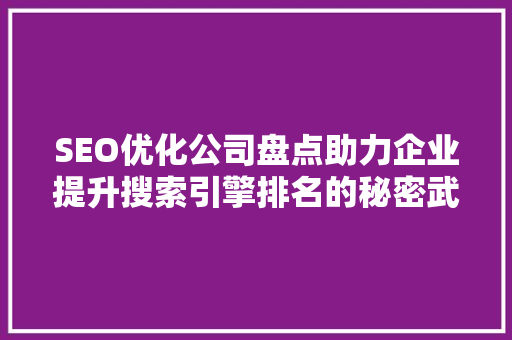 SEO优化公司盘点助力企业提升搜索引擎排名的秘密武器