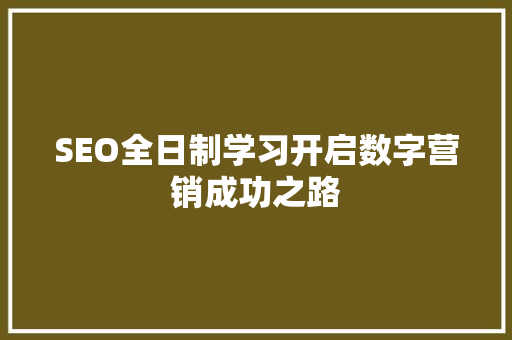 SEO全日制学习开启数字营销成功之路