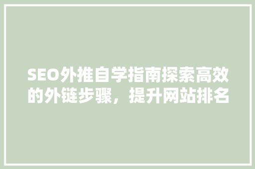 SEO外推自学指南探索高效的外链步骤，提升网站排名
