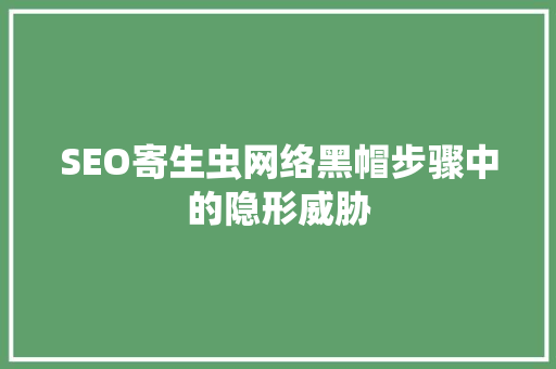 SEO寄生虫网络黑帽步骤中的隐形威胁