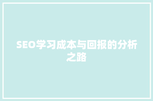 SEO学习成本与回报的分析之路
