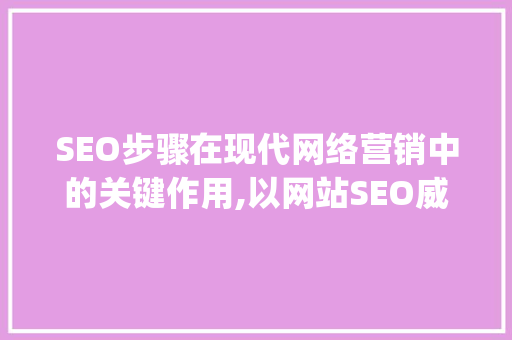 SEO步骤在现代网络营销中的关键作用,以网站SEO威馨hfqjwl为例