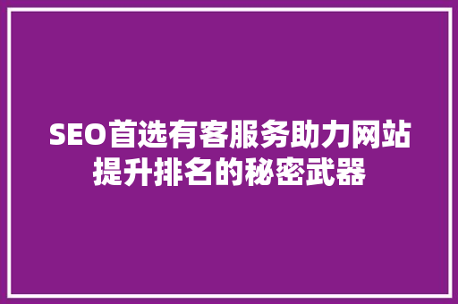 SEO首选有客服务助力网站提升排名的秘密武器