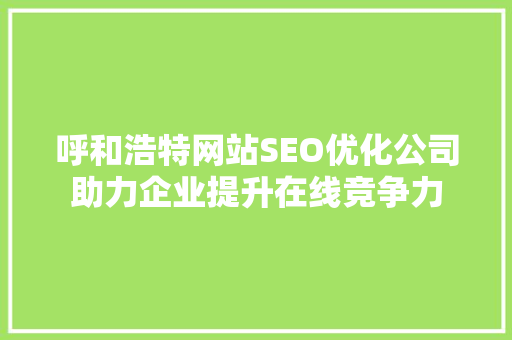 呼和浩特网站SEO优化公司助力企业提升在线竞争力