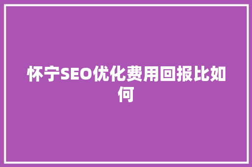 怀宁SEO优化费用回报比如何
