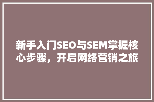 新手入门SEO与SEM掌握核心步骤，开启网络营销之旅