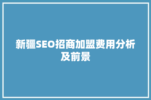新疆SEO招商加盟费用分析及前景