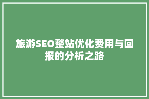 旅游SEO整站优化费用与回报的分析之路