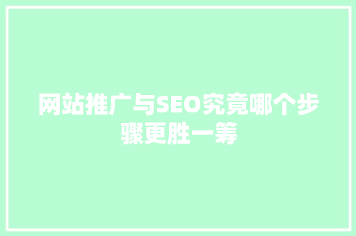 网站推广与SEO究竟哪个步骤更胜一筹