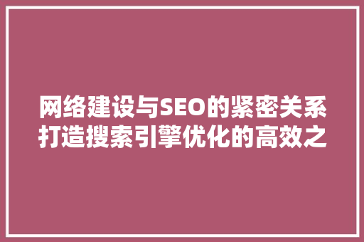 网络建设与SEO的紧密关系打造搜索引擎优化的高效之路