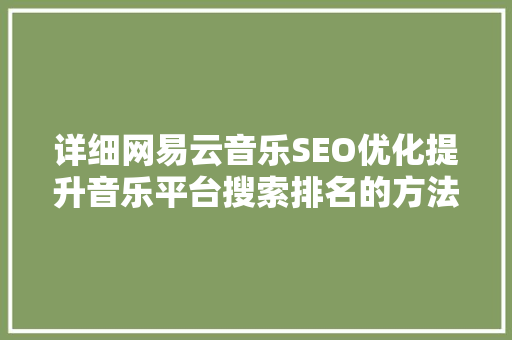 详细网易云音乐SEO优化提升音乐平台搜索排名的方法