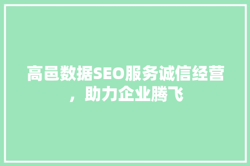 高邑数据SEO服务诚信经营，助力企业腾飞