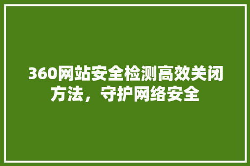 360网站安全检测高效关闭方法，守护网络安全