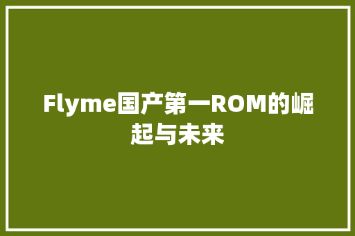 Flyme国产第一ROM的崛起与未来