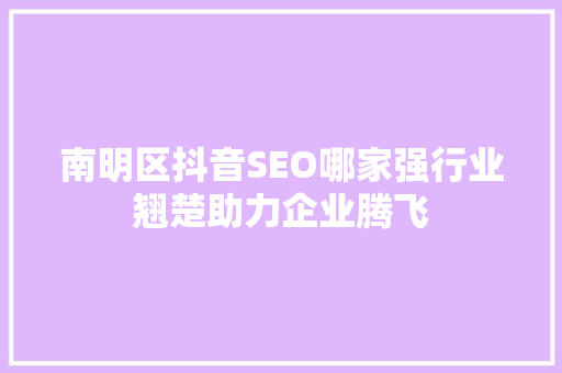 南明区抖音SEO哪家强行业翘楚助力企业腾飞