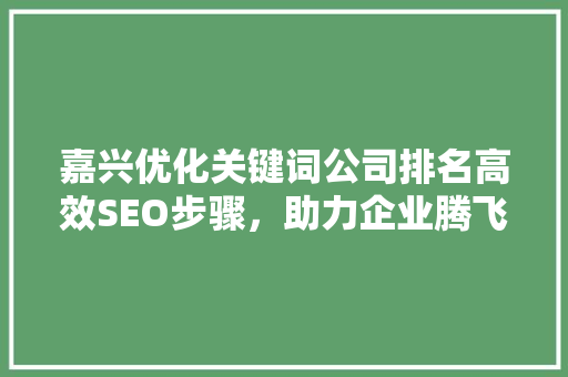 嘉兴优化关键词公司排名高效SEO步骤，助力企业腾飞