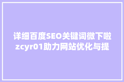 详细百度SEO关键词微下啦zcyr01助力网站优化与提升流量