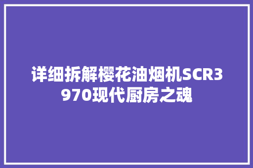详细拆解樱花油烟机SCR3970现代厨房之魂