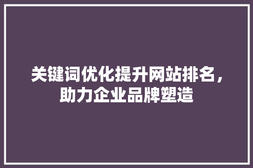 关键词优化提升网站排名，助力企业品牌塑造