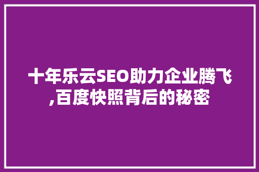 十年乐云SEO助力企业腾飞,百度快照背后的秘密