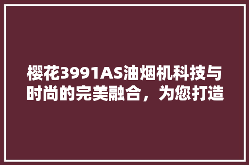 樱花3991AS油烟机科技与时尚的完美融合，为您打造健康厨房生活