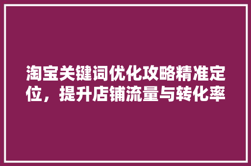 淘宝关键词优化攻略精准定位，提升店铺流量与转化率
