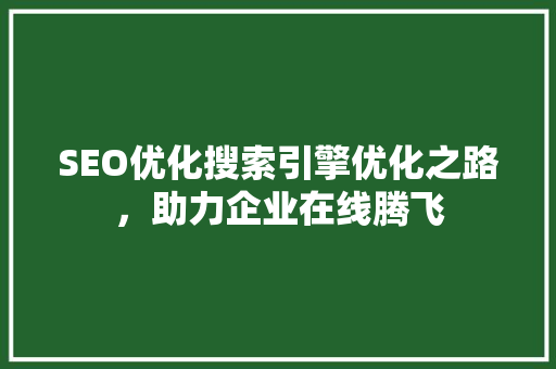 SEO优化搜索引擎优化之路，助力企业在线腾飞