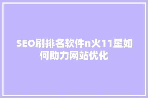 SEO刷排名软件n火11星如何助力网站优化