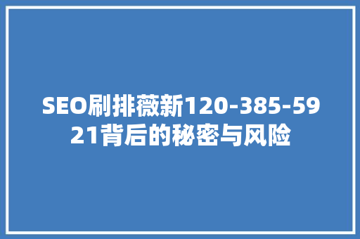 SEO刷排薇新120-385-5921背后的秘密与风险
