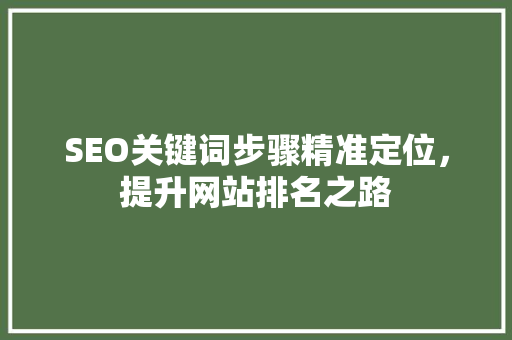 SEO关键词步骤精准定位，提升网站排名之路