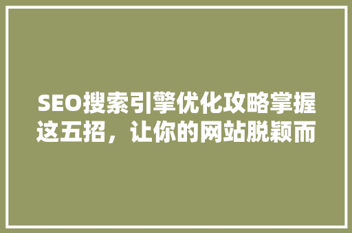 SEO搜索引擎优化攻略掌握这五招，让你的网站脱颖而出