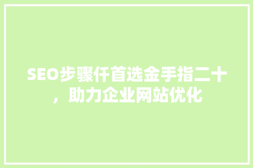 SEO步骤仟首选金手指二十，助力企业网站优化