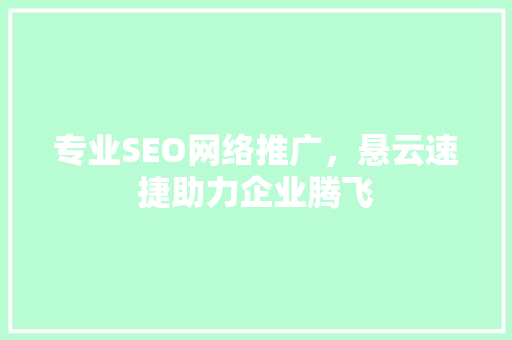 专业SEO网络推广，悬云速捷助力企业腾飞