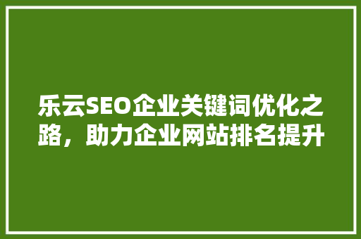 乐云SEO企业关键词优化之路，助力企业网站排名提升