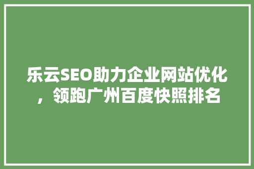 乐云SEO助力企业网站优化，领跑广州百度快照排名