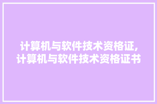 计算机与软件技术资格证,计算机与软件技术资格证书。 软件技术