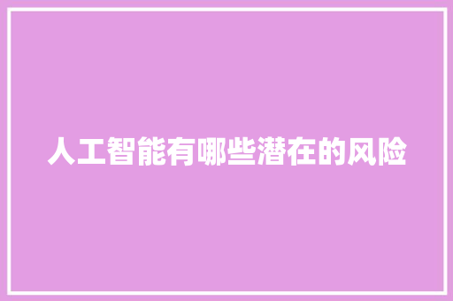 人工智能有哪些潜在的风险 人工智能
