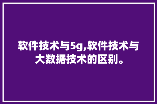 软件技术与5g,软件技术与大数据技术的区别。 软件技术