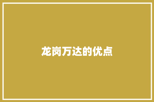 龙岗万达的优点 人工智能