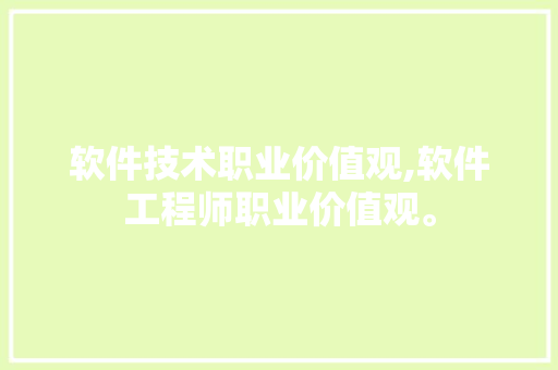 软件技术职业价值观,软件工程师职业价值观。 软件技术