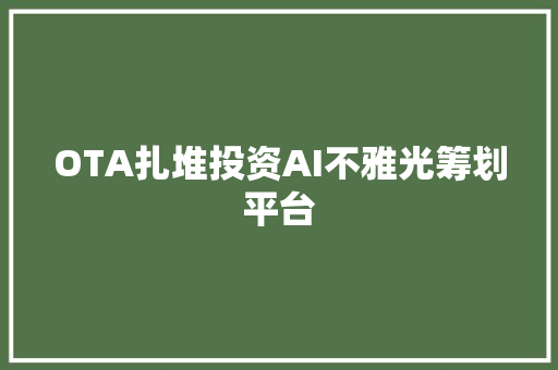 OTA扎堆投资AI不雅光筹划平台 软件技术