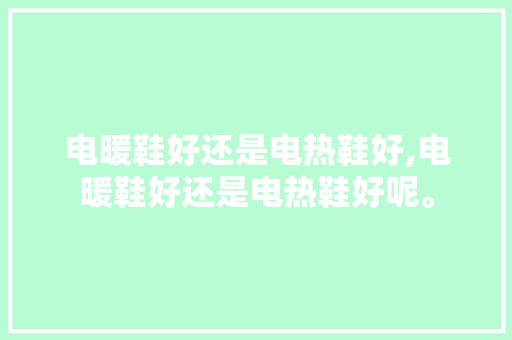 电暖鞋好还是电热鞋好,电暖鞋好还是电热鞋好呢。 智能科技