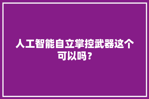 人工智能自立掌控武器这个可以吗？ AI场景