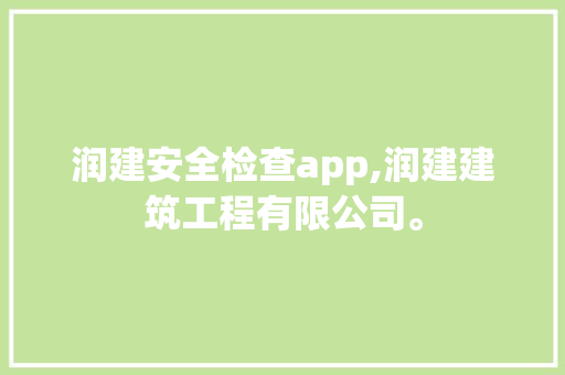 润建安全检查app,润建建筑工程有限公司。 智能科技