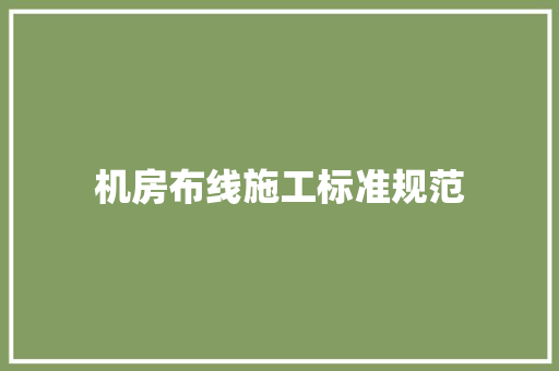 机房布线施工标准规范 人工智能
