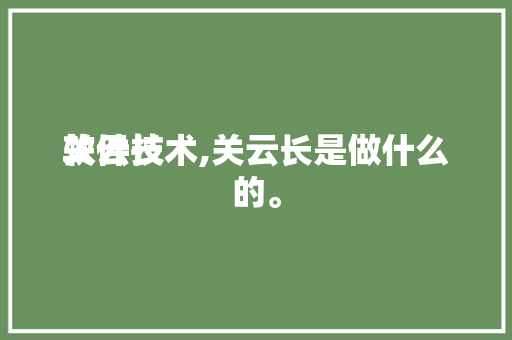 关云长
软件技术,关云长是做什么的。 软件技术
