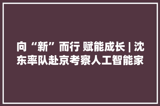 向“新”而行 赋能成长 | 沈东率队赴京考察人工智能家当 人工智能