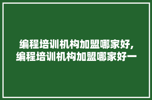编程培训机构加盟哪家好,编程培训机构加盟哪家好一点。 智能科技
