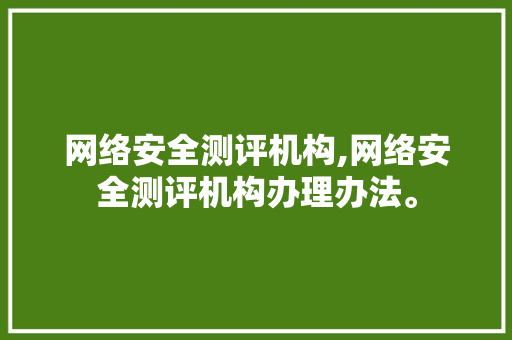 网络安全测评机构,网络安全测评机构办理办法。 智能科技