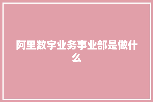 阿里数字业务事业部是做什么 人工智能